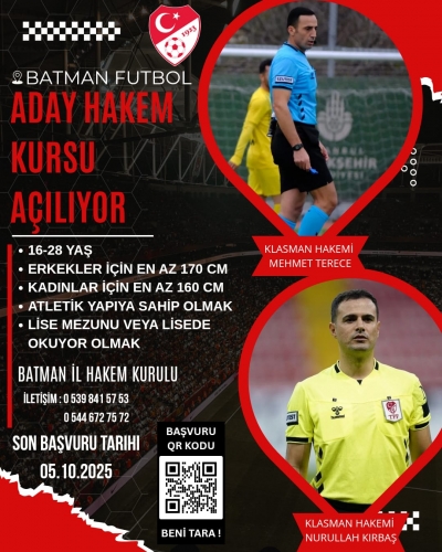 Batman'da Uzun Süredir Beklenen Hakemlik Kursu Açılıyor