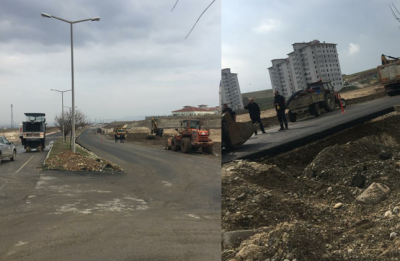 BELEDİYEDEN ÇÖKEN YOLA ANINDA MÜDAHALE