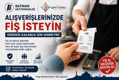 Defterdarlıktan Vatandaşlara Fiş ve Fatura Çağrısı
