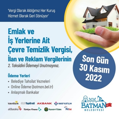 EMLAK VERGİSİ ÖDEMELERİ DEVAM EDİYOR