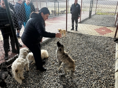 Hayvan bakım merkezini ziyaret etti