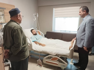 Ramanlı’dan, saldırıya uğrayan damada ziyaret
