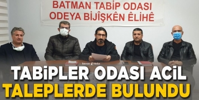 TABİPLER ODASI ACİL TALEPLERDE BULUNDU